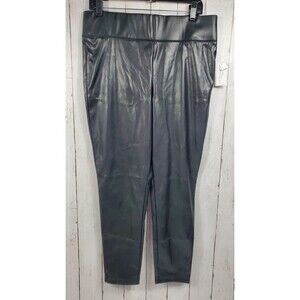 Morgan Taylor Faux Leather Womens Pants Size XL Black Stretchy Pull on